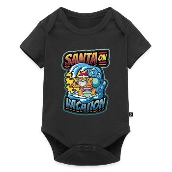 Père Noël en vacances - Noël en juillet, Surf - Body à manches courtes Premium Bébé - noir - Devant