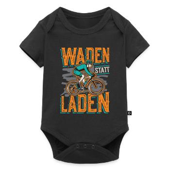 Waden Statt Laden, Mountain Bike - Baby Premium Kurzarmbody - Schwarz - Vorne