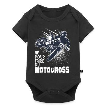 Motocross né pour faire du motocross drôle moto - Body à manches courtes Premium Bébé - noir - Devant