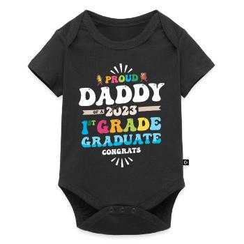 Fier papa d’une classe de 1ère année de 2023 - Body à manches courtes Premium Bébé - noir - Devant
