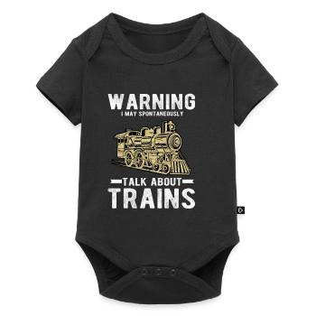 Avertissement je peux spontanément parler de trains - Body à manches courtes Premium Bébé - noir - Devant