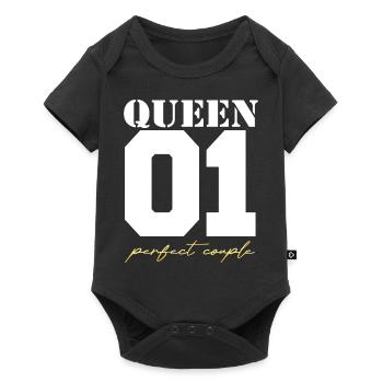 King and Queen Queen couple white and gold - Baby Premium short-sleeve bodysuit - black - Front