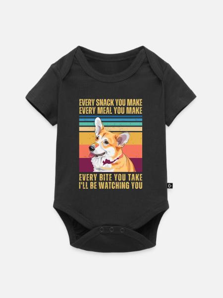 CORGI BEOBACHTEN - Baby Premium Kurzarmbody - Schwarz