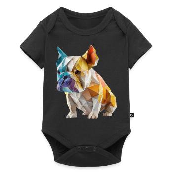 Moderne Farbenfrohe Origami Bulldog Hund - Baby Premium Kurzarmbody - Schwarz - Vorne