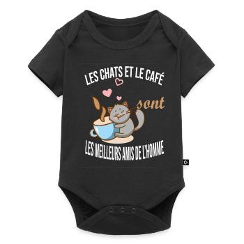 chats et café meilleurs amis de l'homme - Body à manches courtes Premium Bébé - noir - Devant