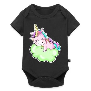 Autocollant de licorne mignon - Body à manches courtes Premium Bébé - noir - Devant
