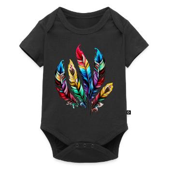 Colorful Feathers Boho Ethno Style Pattern Tribal Retro - Baby Premium short-sleeve bodysuit - black - Front