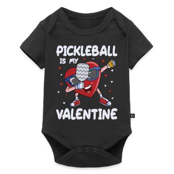 Pickleball ist mein Valentinsherz Valentinstag - Baby Premium Kurzarmbody - Schwarz - Vorne
