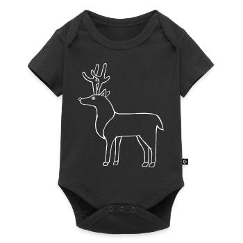 Joli cerf, jeu animalier, silhouette animale - Body à manches courtes Premium Bébé - noir - Devant