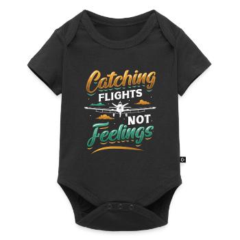 Flying instead of feeling, travel-addicted flyer - Baby Premium short-sleeve bodysuit - black - Front