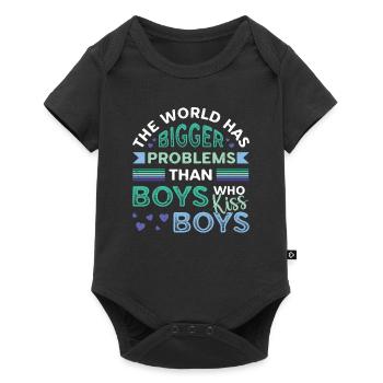 Bigger problems than guys kissing boys - Baby Premium short-sleeve bodysuit - black - Front