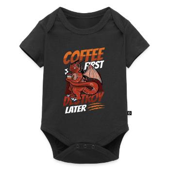 Café d’abord, détruire plus tard, caféine - Body à manches courtes Premium Bébé - noir - Devant