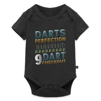 Dart Perfection, 9 Dart Checkout, Dart Spieler - Baby Premium Kurzarmbody - Schwarz - Vorne