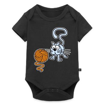 Chat jouant avec une balle - Body à manches courtes Premium Bébé - noir - Devant