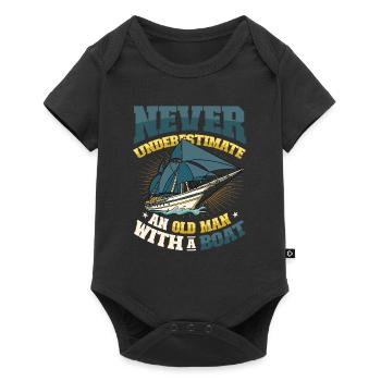 Never underestimate an old man with a boat - Baby Premium short-sleeve bodysuit - black - Front