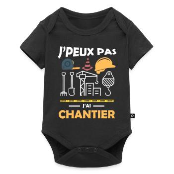 je peux pas j ai chantier 12 - Body à manches courtes Premium Bébé - noir - Devant