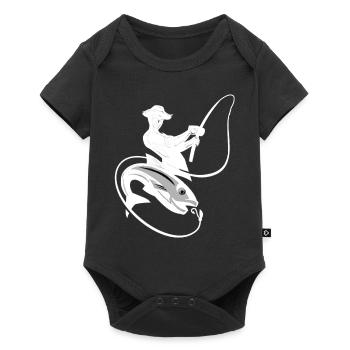 Fisherman, angler, fishing, catching fish, gift idea - Baby Premium short-sleeve bodysuit - black - Front