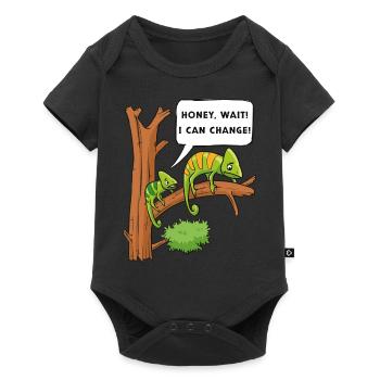 Chameleon Reptile Owner Lizard Reptile Pet - Baby Premium Kurzarmbody - Schwarz - Vorne