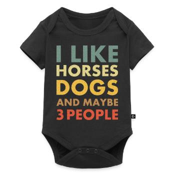 Chevaux et chiens vintage rétro - Body à manches courtes Premium Bébé - noir - Devant