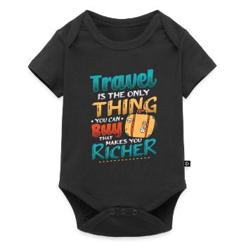 Travel makes you richer - Travel Enthusiast - Baby Premium short-sleeve bodysuit - black - Front