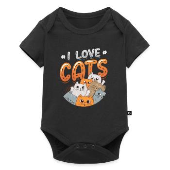 I love cats - Baby Premium short-sleeve bodysuit - black - Front