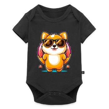 Drôle de chien beignet - Body à manches courtes Premium Bébé - noir - Devant