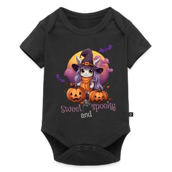 Halloween Einhorn Sweet Spooky - Baby Premium Kurzarmbody - Schwarz - Vorne