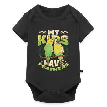 My children have feathers, budgie, bird - Baby Premium short-sleeve bodysuit - black - Front