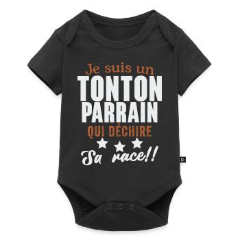 Je suis un tonton parrain qui déchire cadeau - Body à manches courtes Premium Bébé - noir - Devant