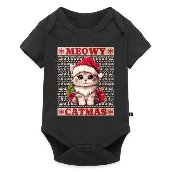 Chat Noël Merry Meowy Catmas Ugly Funny - Body à manches courtes Premium Bébé - noir - Devant
