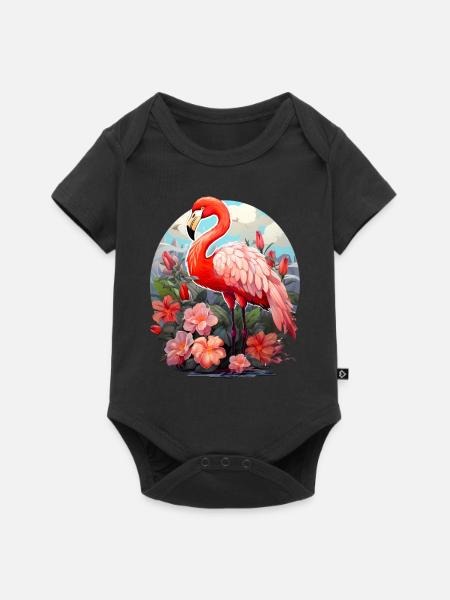 Flamingo - Baby Premium Kurzarmbody - Schwarz