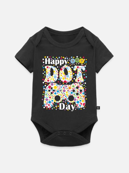 Happy Dot Day Gamer - Baby Premium Kurzarmbody - Schwarz