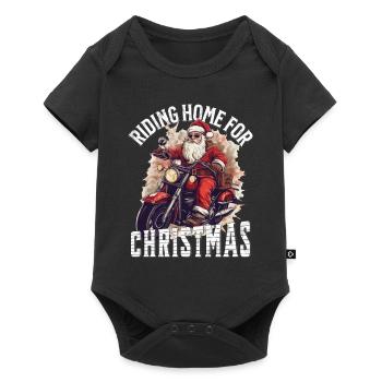 Santa Claus Motorcycle Sunglasses Christmas - Baby Premium short-sleeve bodysuit - black - Front