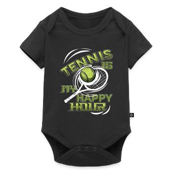 Tennis Ist Meine Happy Hour, Tennisspieler, Tennis - Baby Premium Kurzarmbody - Schwarz - Vorne
