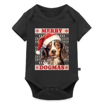 Chien Noël Joyeux Dogmes Père Noël Chapeau Laid - Body à manches courtes Premium Bébé - noir - Devant