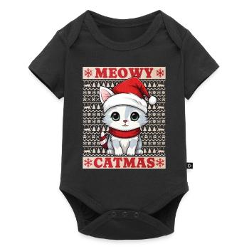 Cat Christmas Merry Meowy Catmas Ugly Cute - Baby Premium short-sleeve bodysuit - black - Front
