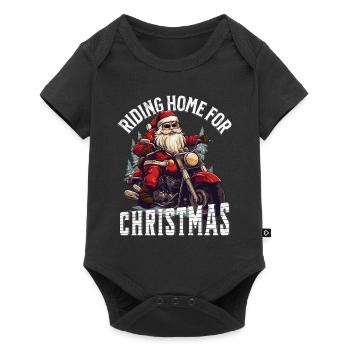 Santa Claus Motorcycle Sunglasses Christmas - Baby Premium short-sleeve bodysuit - black - Front