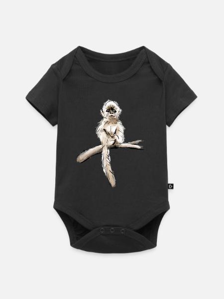 Äffchen - Baby Premium Kurzarmbody - Schwarz