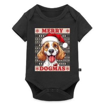 Chien Noël laid joyeux dogmes père Noël chapeau - Body à manches courtes Premium Bébé - noir - Devant