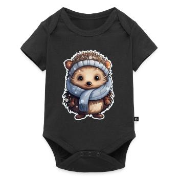 Winterlicher Igel - Baby Premium Kurzarmbody - Schwarz - Vorne