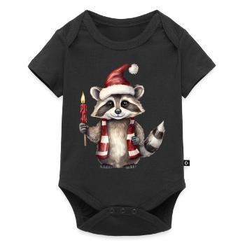 Raccoon at Christmas time - Baby Premium short-sleeve bodysuit - black - Front
