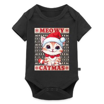 Chat Noël Joyeux Miaou Catmas Moche Mignon - Body à manches courtes Premium Bébé - noir - Devant