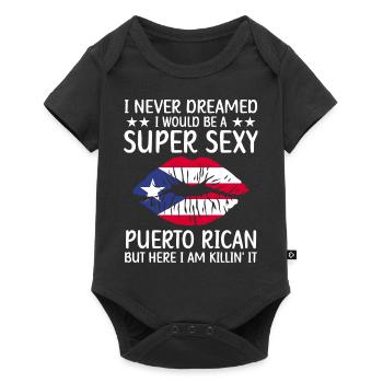 Puerto Rico | Puerto Ricaner Flagge Geschenkideen - Baby Premium Kurzarmbody - Schwarz - Vorne