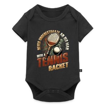 Old Man, Tennis Player, Pensioner, Tennis - Baby Premium short-sleeve bodysuit - black - Front