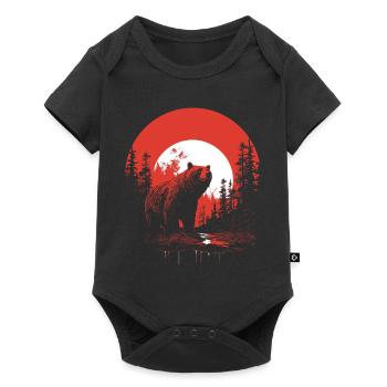Ours de nuit rouge - Body à manches courtes Premium Bébé - noir - Devant