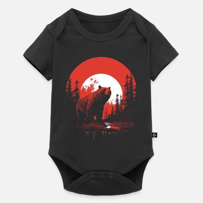 Ours de nuit rouge - Body à manches courtes Premium Bébé - noir