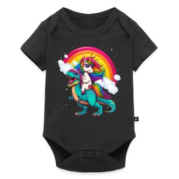 Licorne équitation dinosaure - Body à manches courtes Premium Bébé - noir - Devant