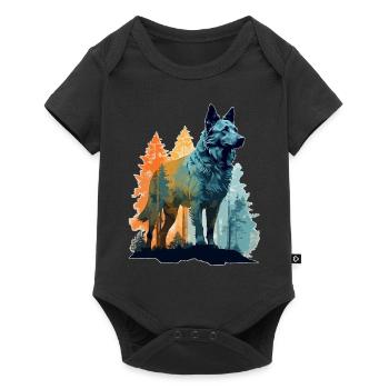 Hund in der Wildnis - Baby Premium Kurzarmbody - Schwarz - Vorne