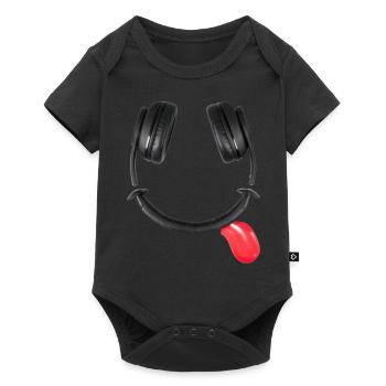 Smiling Headphones #lovely toons - Baby Premium short-sleeve bodysuit - black - Front