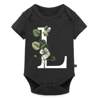 lettre l botanique vert - Body à manches courtes Premium Bébé - noir - Devant